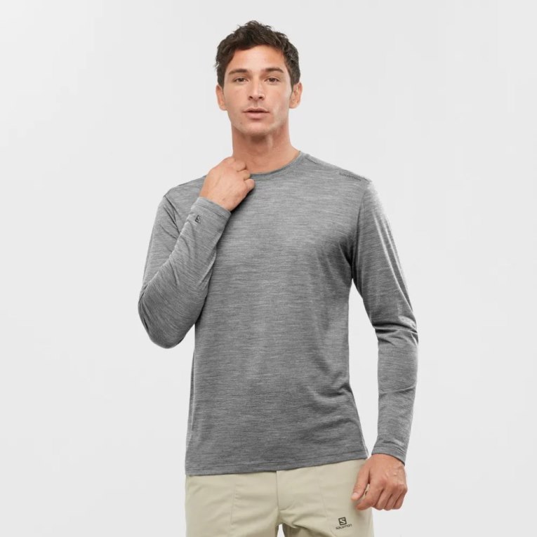 Pánské Tričko Salomon Outlife Merino Blend Long Sleeve Šedé | CZ 76IPEQL